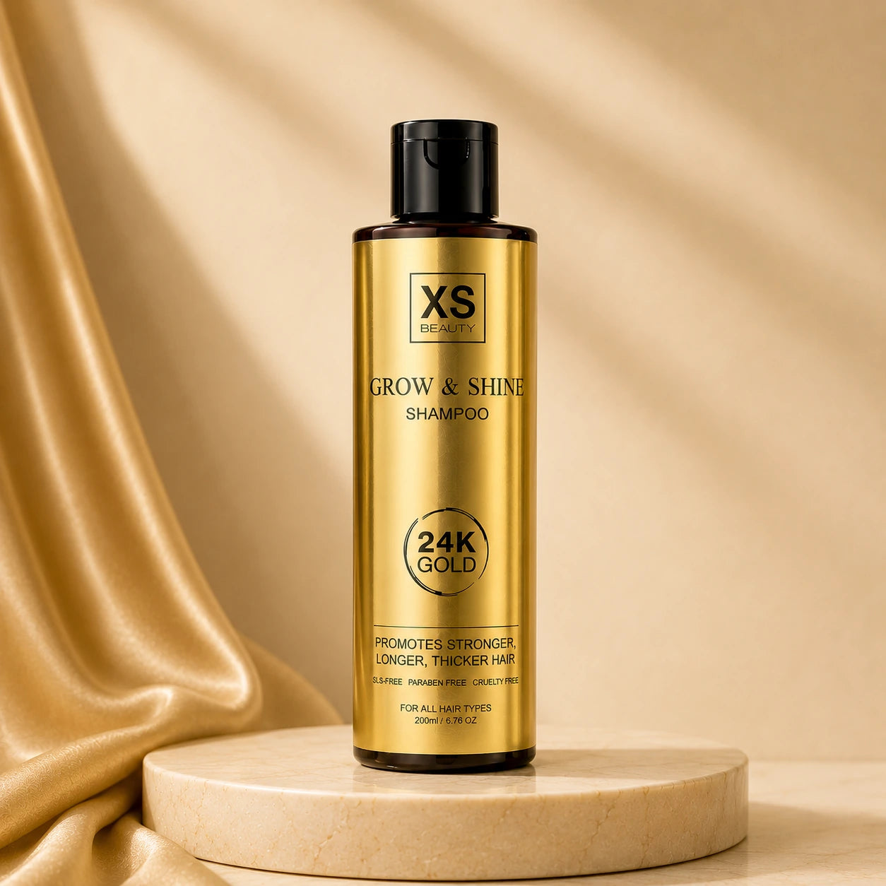 XS Beauty Grow & Shine шампоан за растеж със златни частици