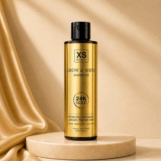 XS Beauty Grow & Shine шампоан за растеж със златни частици