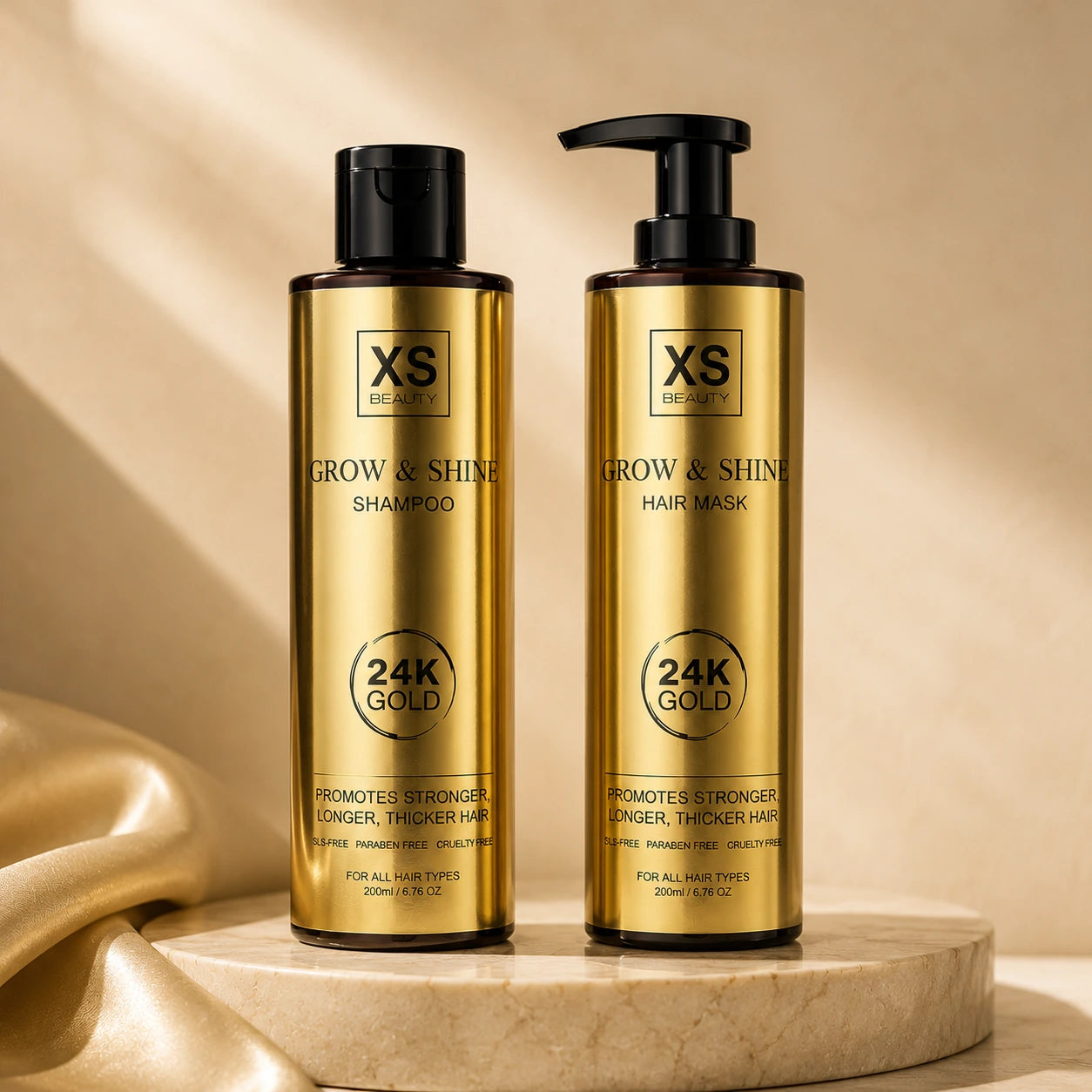 XS Beauty Grow & Shine комплект шампоан и маска със златни частици за растеж на косата